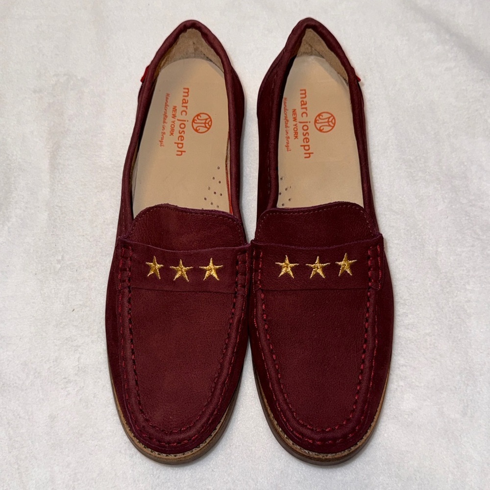 Marc Joseph New York Burgundy Suede Leather Womens Loafers‎ - Size 5.5